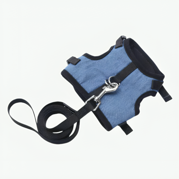 Denim Soft Mesh Cat Harness with Leash