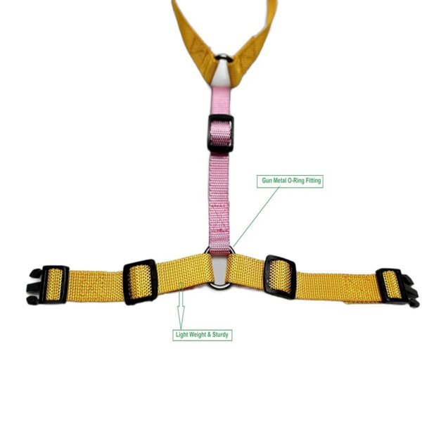 Basic Dog H-Harness Pink & Yellow