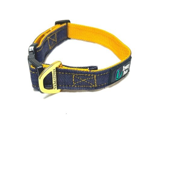 Plain Denim Dog Collar -Yellow