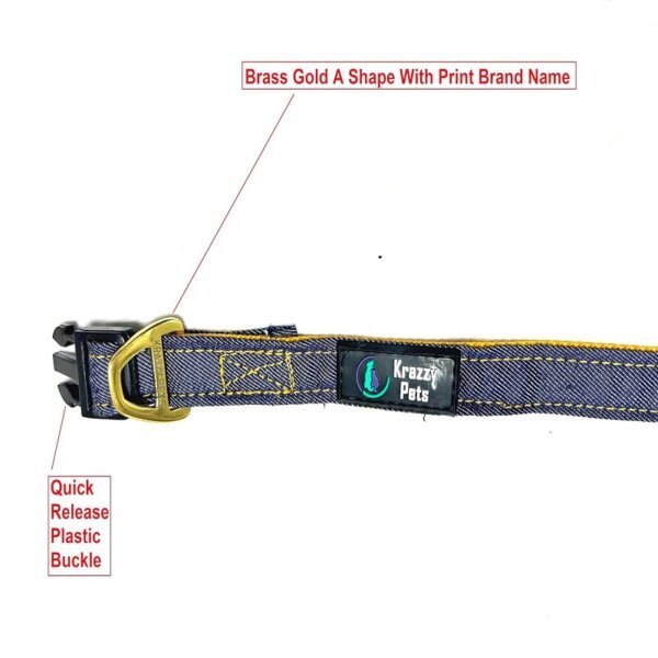 Plain Denim Dog Collar -Yellow